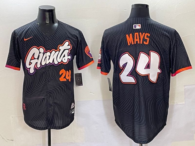 Men San Francisco Giants #24 Mays Black Second generation Joint Name 2025 Nike MLB Jersey style 1